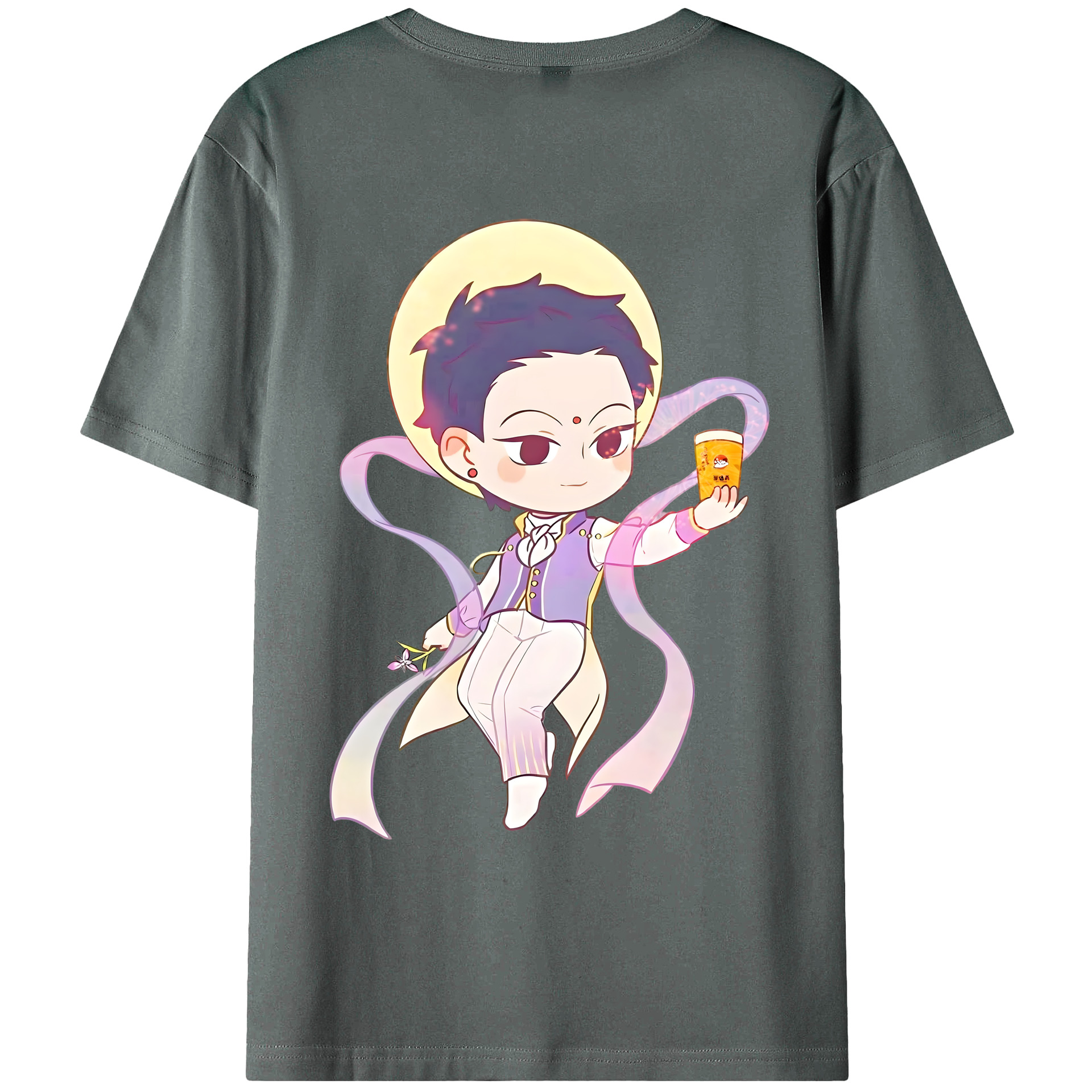 （画像用） Ne Zha 2 ナタ 魔童の大暴れ 綿100％ メンズ半袖Tシャツ（バックプリント） 通気性
